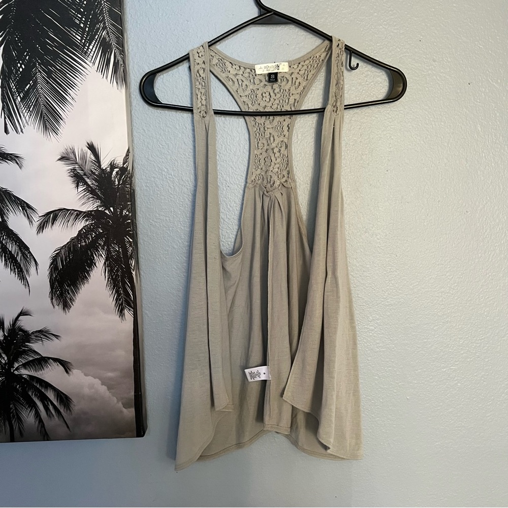 Gray Layered Lacey Vest Top